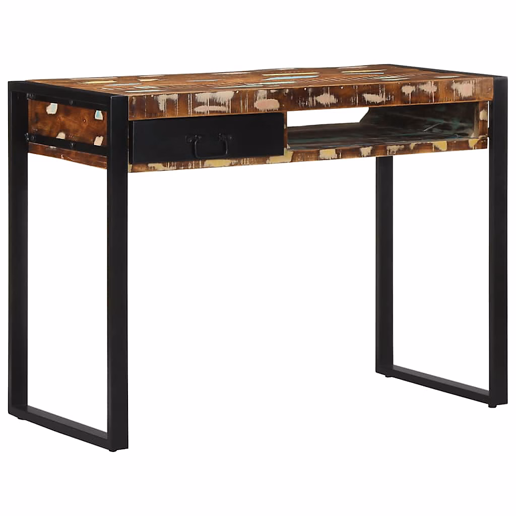 Bureau multicolore 100 × 50 × 75 cm bois massif de récupération vidaXL