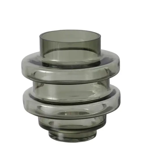 Vase gris en verre forme contemporaine Cytra - Ø 22 x 24 cm