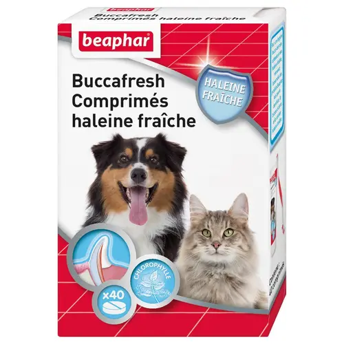 Comprimés haleine fraîche pour le chien et le chat coloris blanc Buccafresh Beaphar – x 40