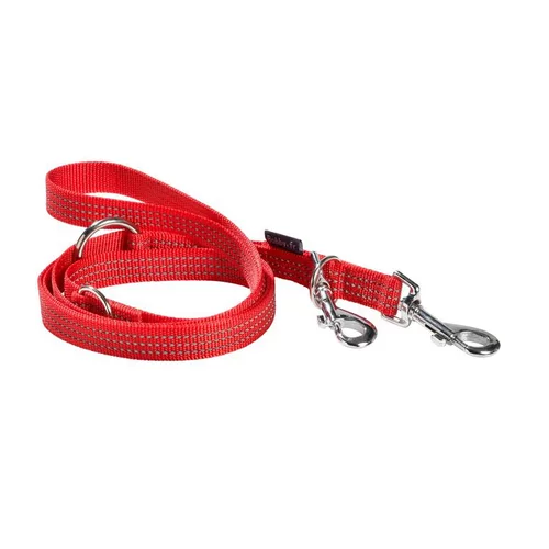 Laisse pour chien coloris rouge en nylon tressé Bobby Safe 3 positions – Taille L