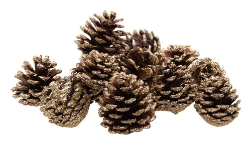 Sachet de pommes de pin dorées pailletées Ø 4 cm - 100 g