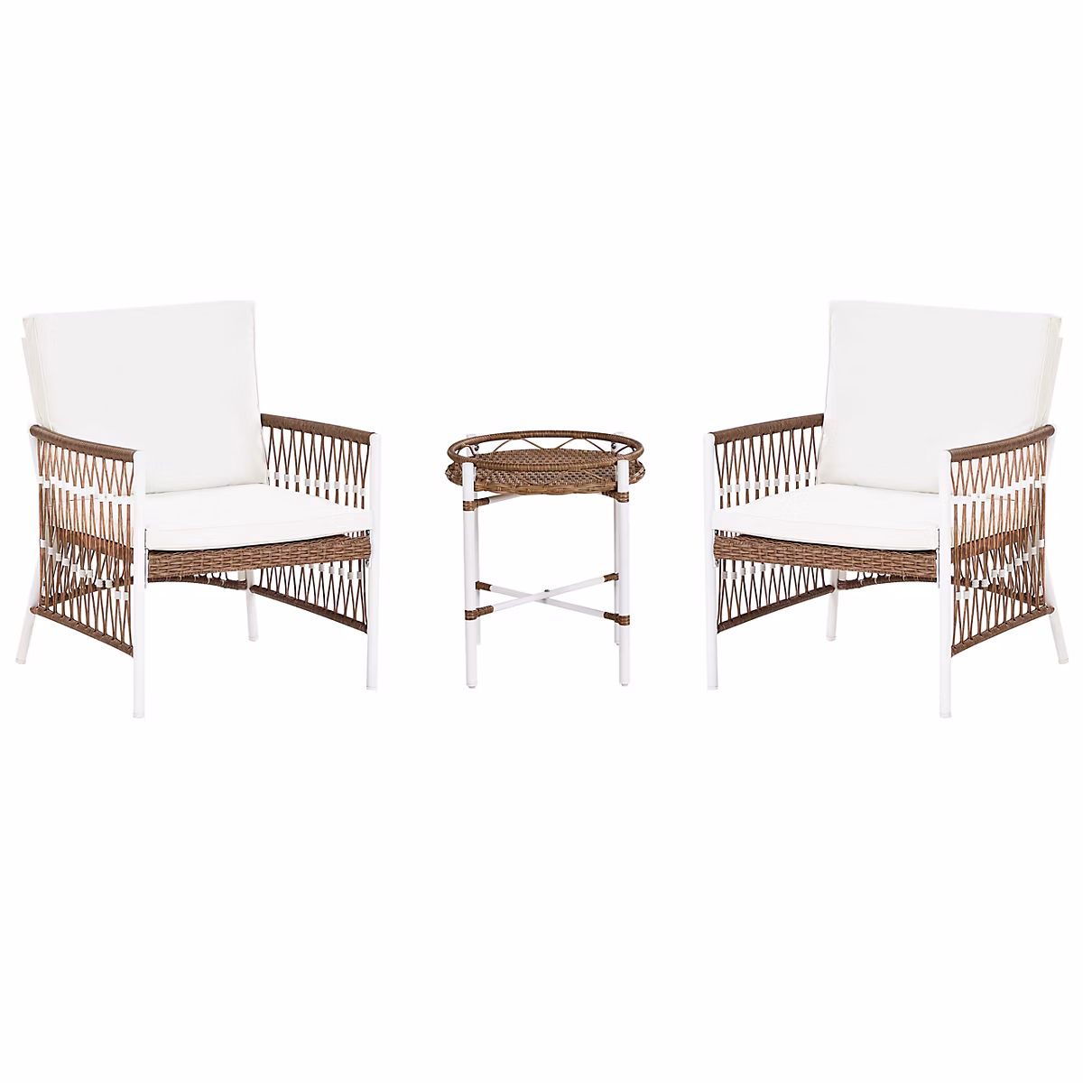 Salon et mobilier de jardin – Ensemble bistrot avec coussins LEVICO Métal Blanc