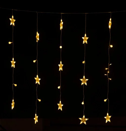 Rideau décoratif étoile & bulles LED blanc chaud coloris blanc - 2 x 1 m
