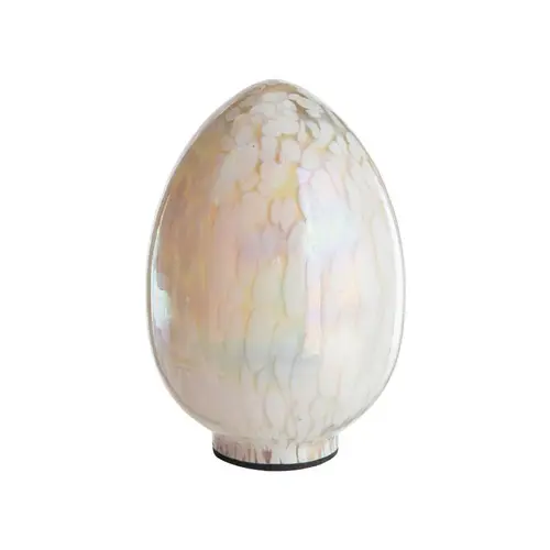 Œuf décoratif en verre moucheté beige et blanc - Ø 11 x H 18 cm
