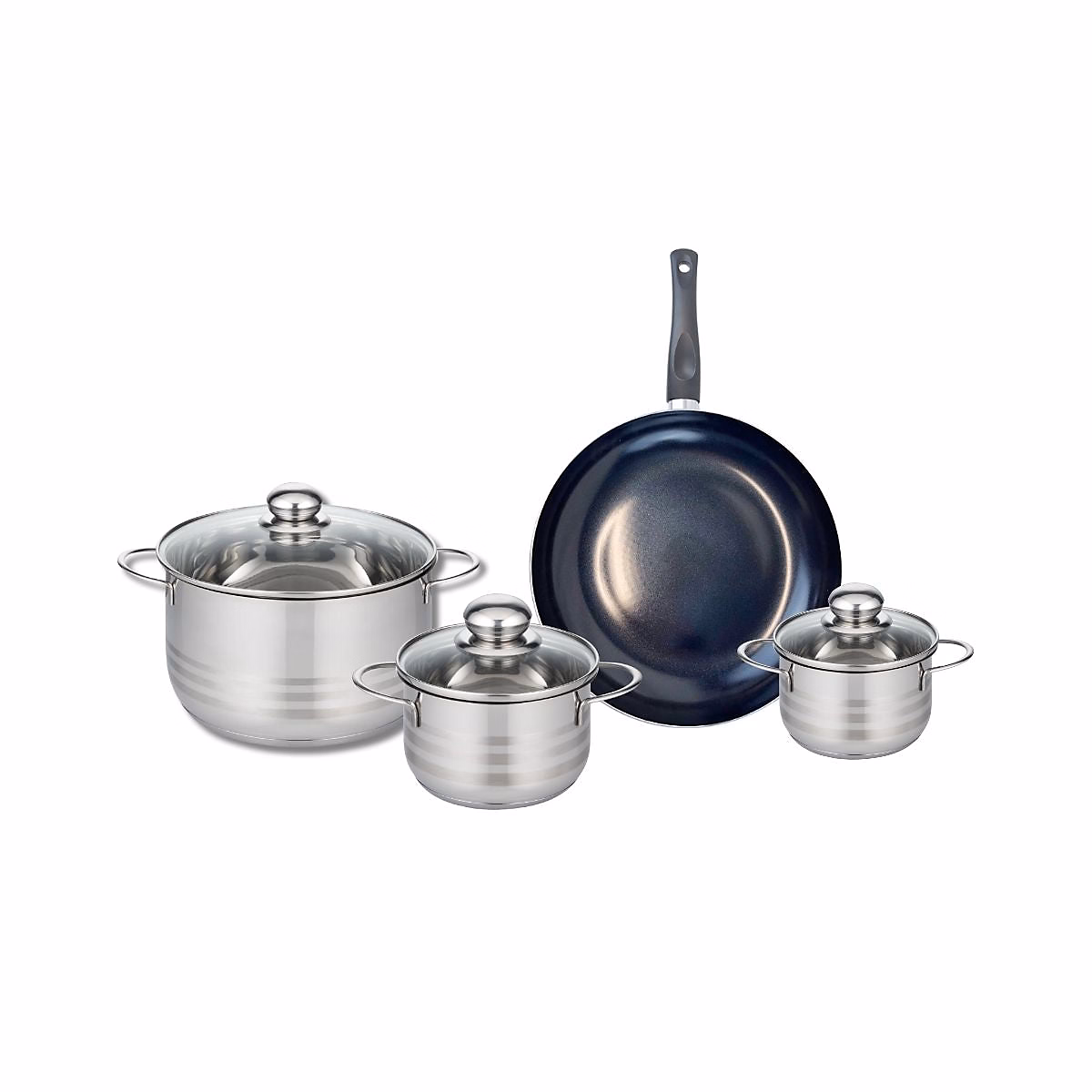 Ensemble de 1 Poêle de cuisson 24 cm et 3 faitouts 12 – 14 et 20 cm Elo Prima Brillant