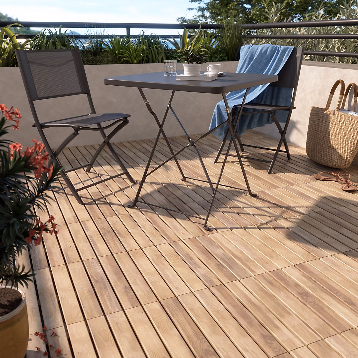 Dalle de terrasse – Dalle Maloy pin marron Klikstrom L.40 x l.40 cm