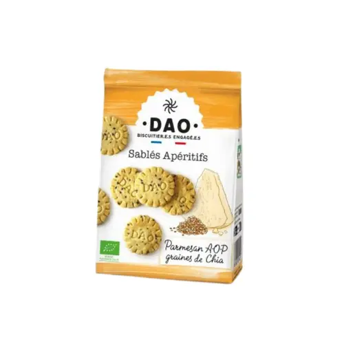 Sablés apéritifs bio au parmesan et aux graines de chia Dao - 100 g