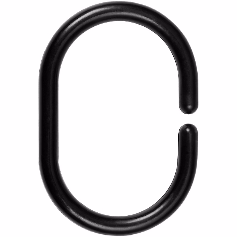 24 anneaux de rideau de douche en plastique noir Anneaux de rideau de douche en forme de C Fenêtre (4 × 5 – 6 cm)