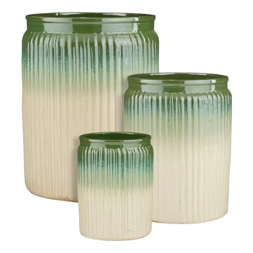Pot haut Lugano coloris vert en céramique - 70 x Ø 54 cm