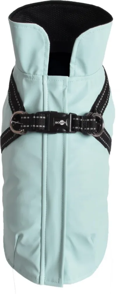 Manteau pour chien coloris bleu glacier avec harnais intégré Bobby Tom - Taille 25XS
