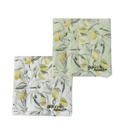 Serviettes en papier motif citron x 20 - 16,5 x 16,5 x 0,3 cm