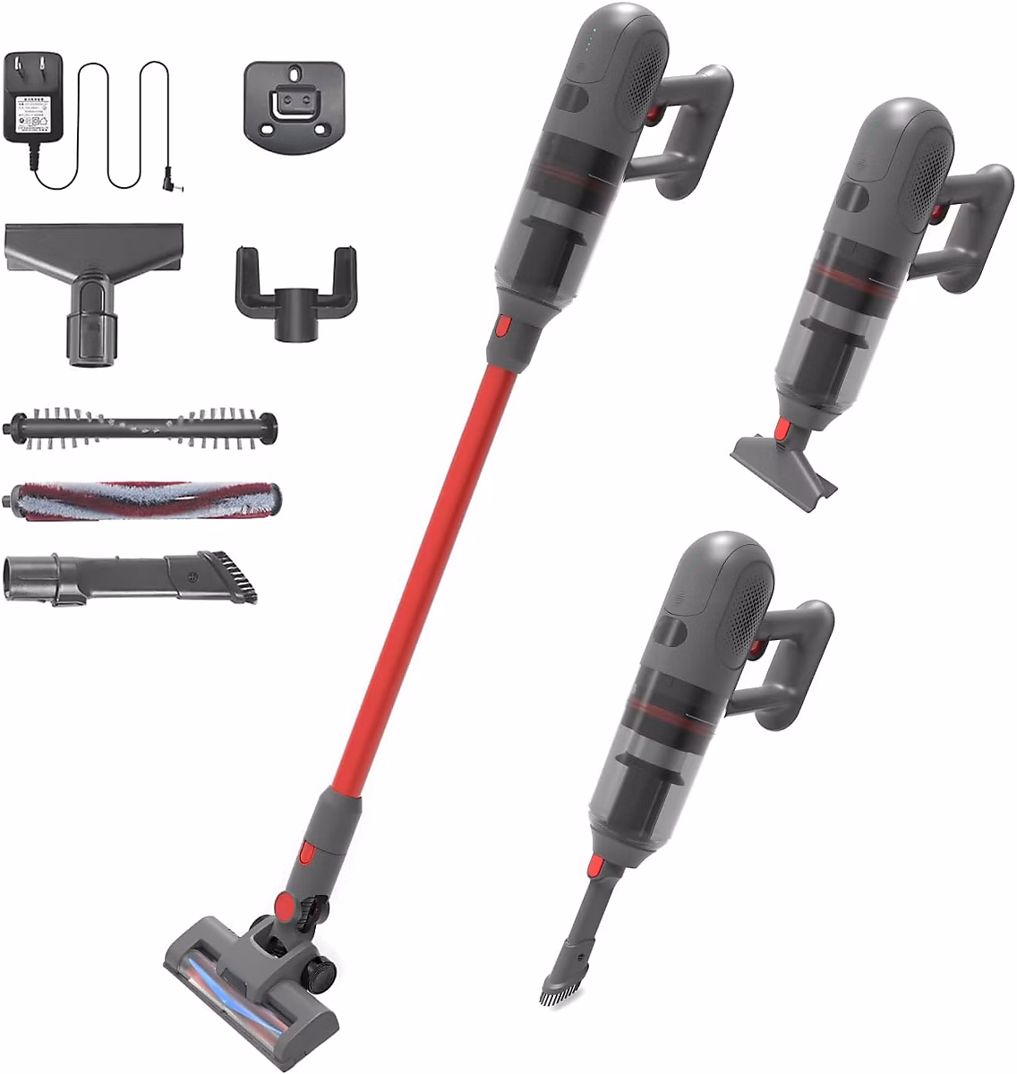 Aspirateur sans Fil 3 en 1 300W rouge noir | Aspirateur