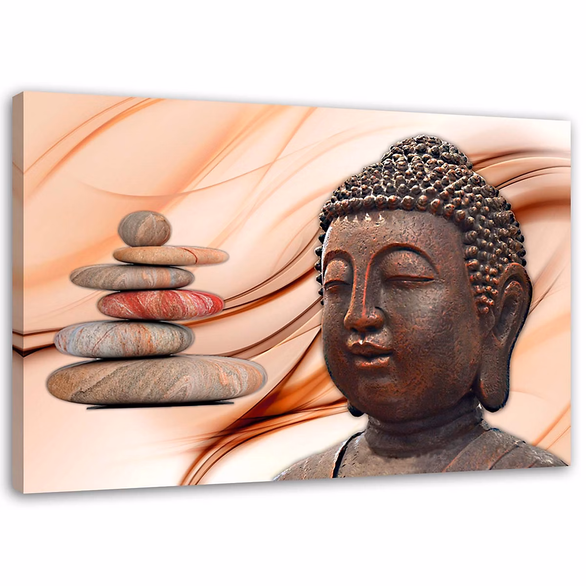 Cadre déco – Bouddha pierres 60 × 40 cm