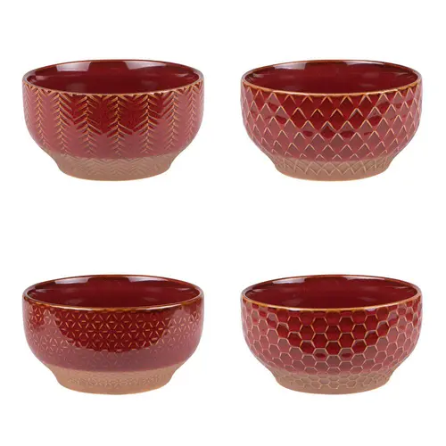 Coffret 4 coupelles en grès rouge Jaspe - Ø 12 cm