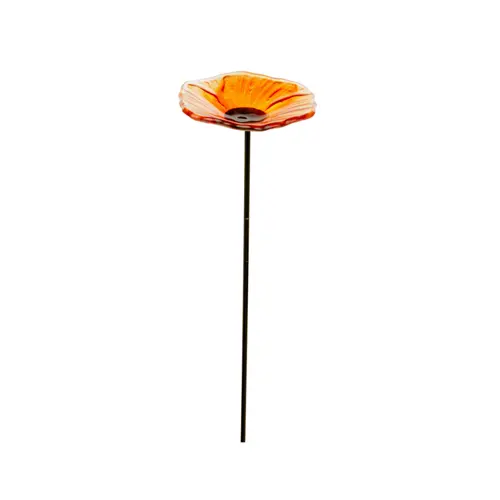Pique de jardin en verre forme fleur couleur - Ø 8 x H 31 cm
