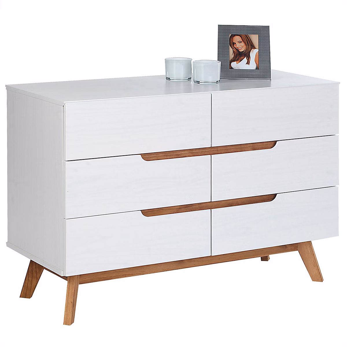 Commode chambre TIBOR L 98 cm en bois massif – Blanc