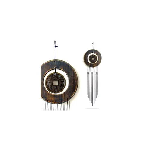 Carillon au décor soleil en bois et en aluminium, H 60 cm
