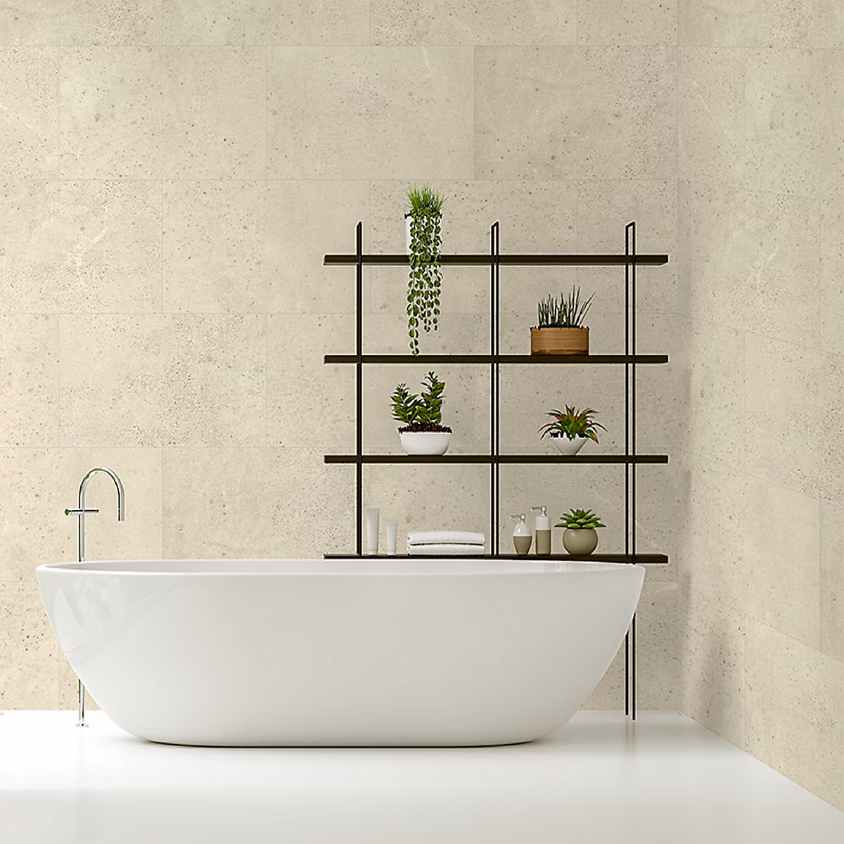 7 dalles murales PVC effet béton beige sable mat L.75 x l.45 cm x Ép.3 – 6 mm Dumaplast Inspiro Shine