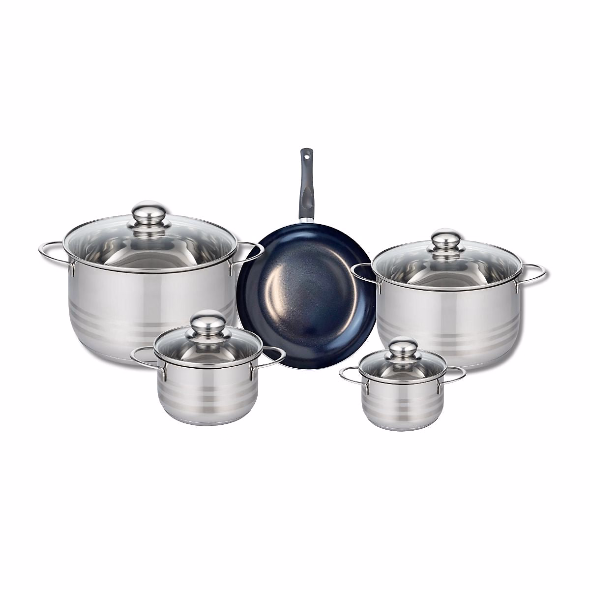 Ensemble de 1 Poêle de cuisson 20 cm et 4 faitouts 12 – 14 | 20 et 24 cm Elo Prima Brillant