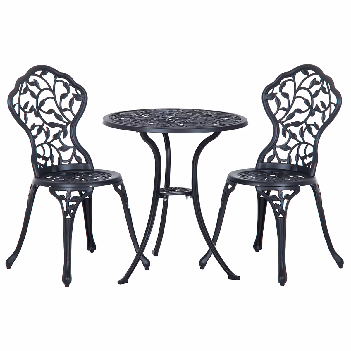 Salon et mobilier de jardin – Ensemble salon de jardin 2 places avec table ronde style rétro fonte alu noir
