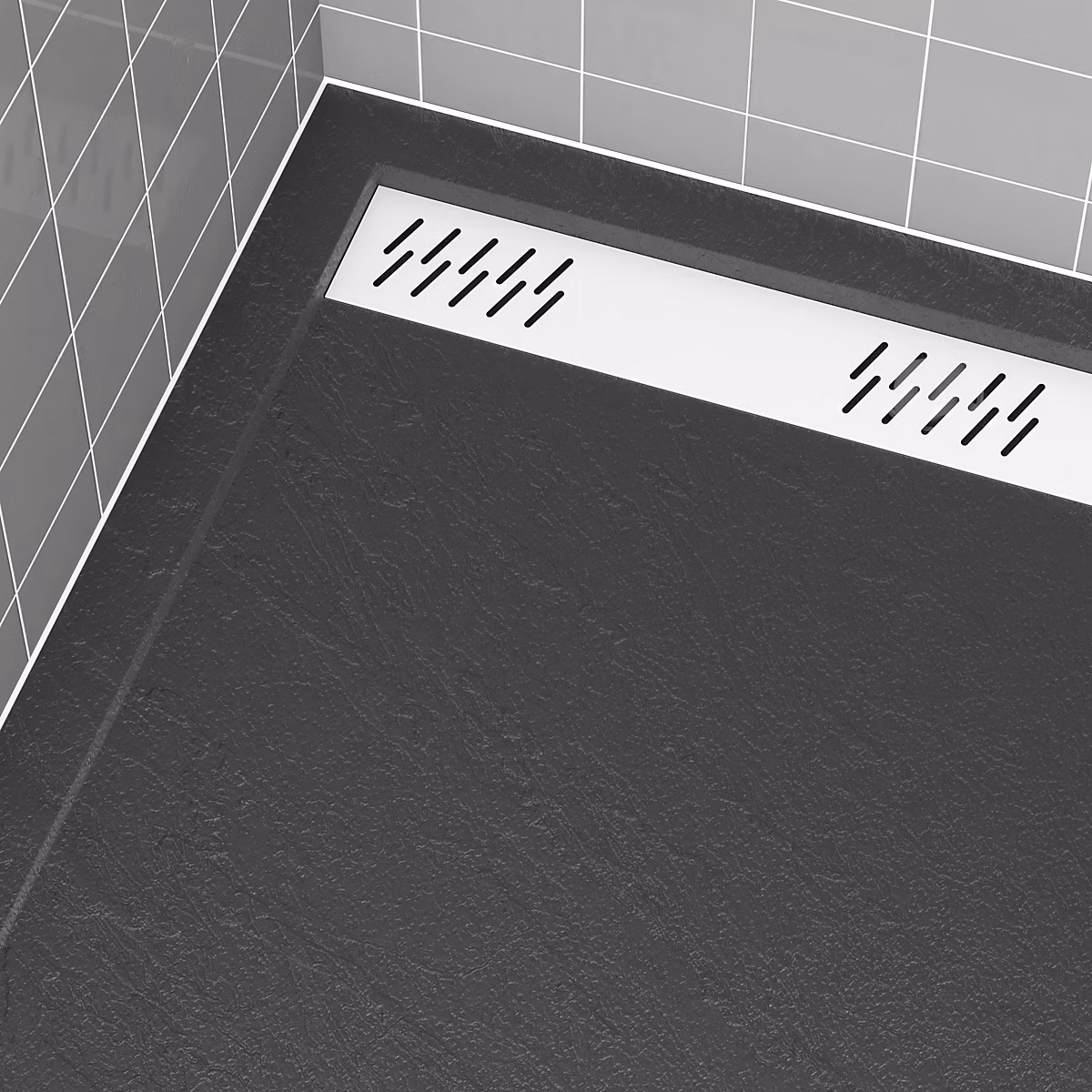 Grille d'évacuation l.79 – 5 cm pour receveur de douche Pedra et Pure 2, blanc, Galedo