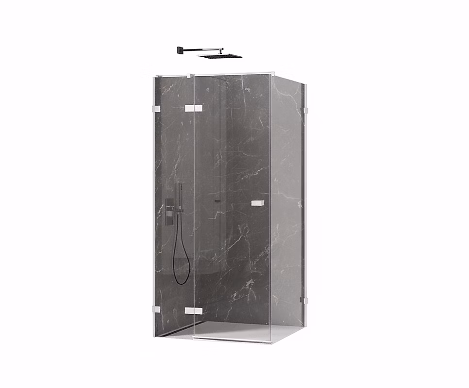 Cabine de douche blanc 90 × 100cm | pivotante gauche SANTORINI WHITE – acces de face