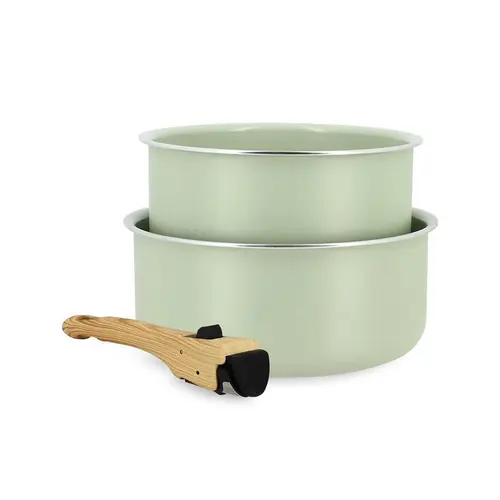 Lot de 2 casseroles en aluminium céladon Menastyl Colorama - Ø 16/18 cm