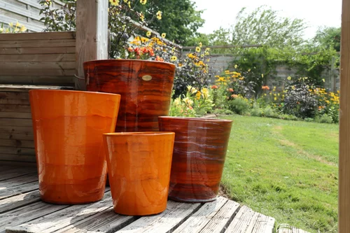 Pot en terre cuite émaillée orange Savane Les Poteries d’Albi Sydney - Ø 25 x H 29 cm