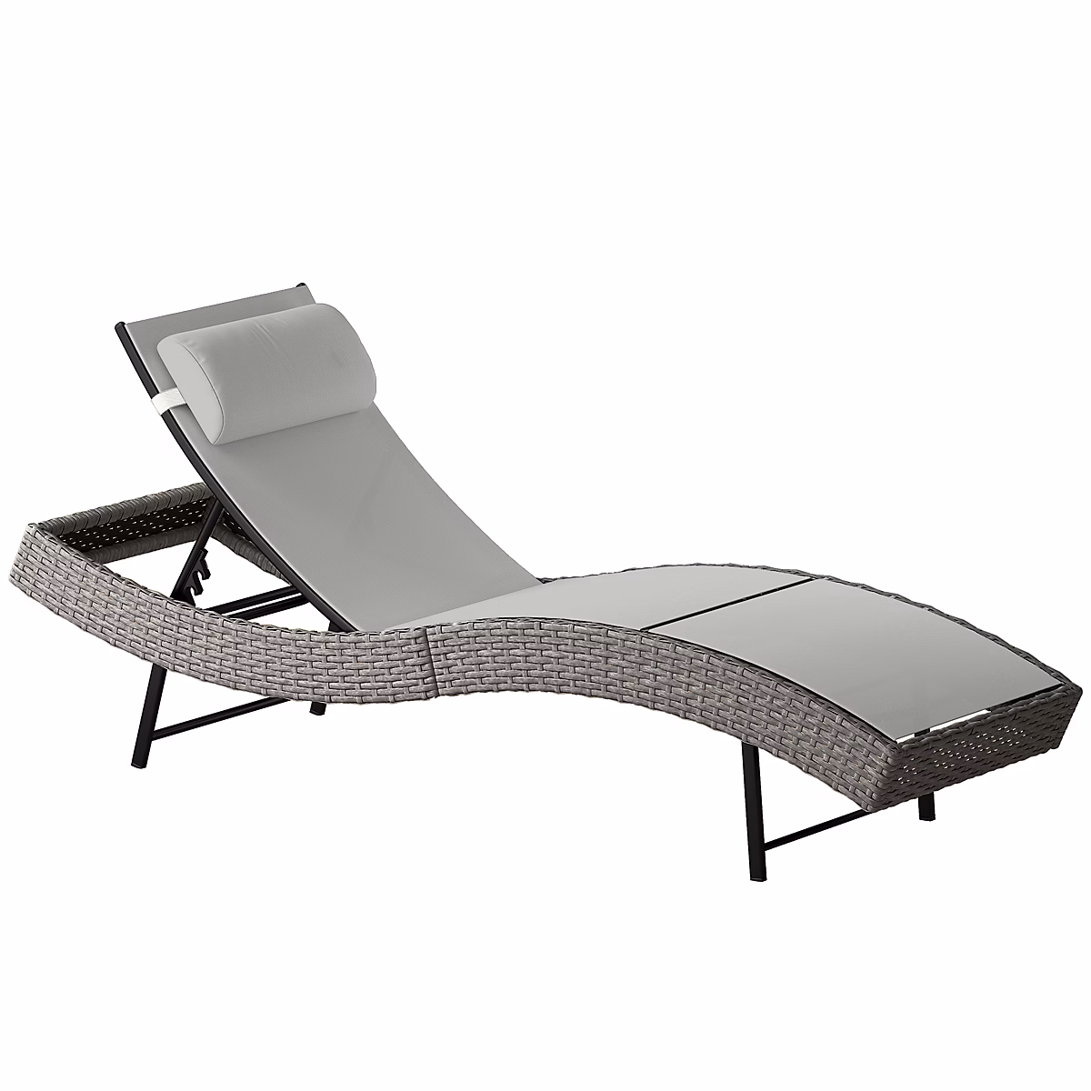 Salon et mobilier de jardin – Bain de soleil dossier réglable 5 positions résine tressé gris clair