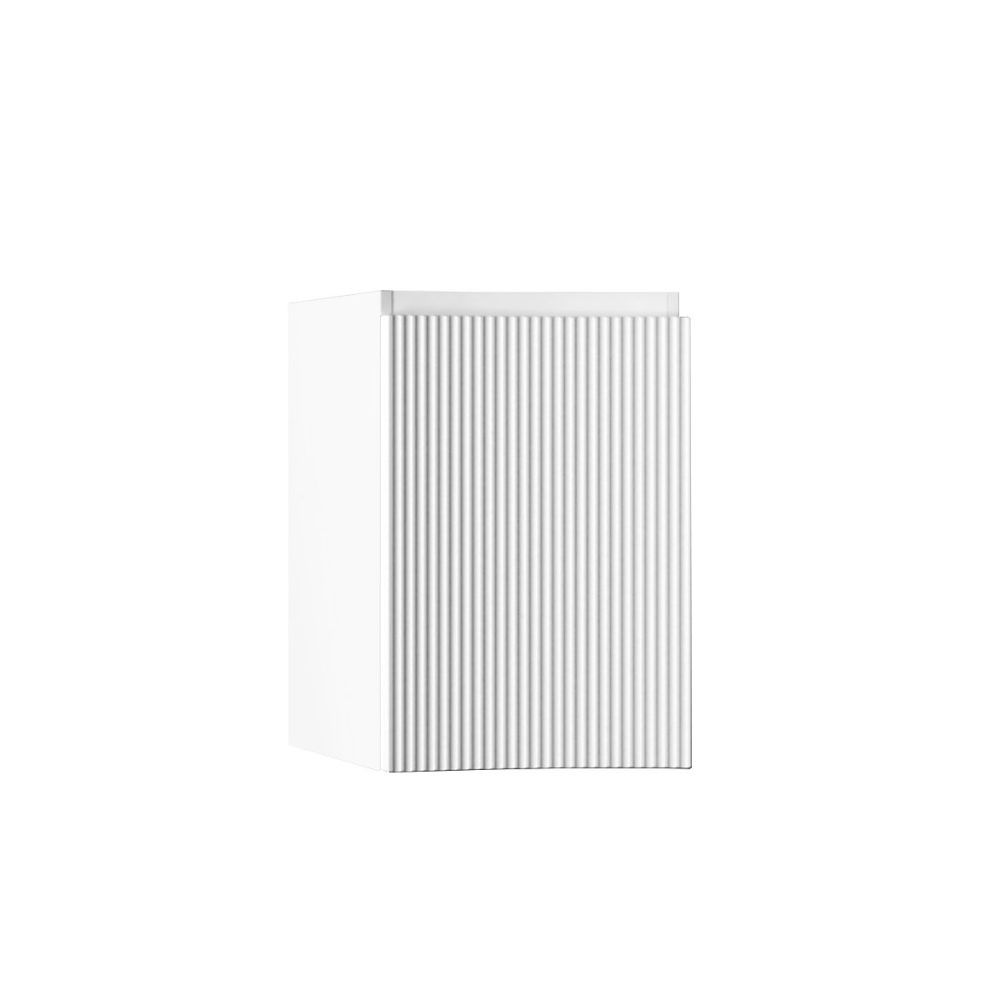 Meuble complément sous vasque l.34 x H.55 x P.41 cm – blanc mat strié, version gauche, Vague