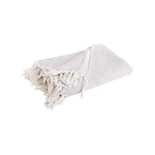 Plaid uni en chenille coton beige et lilas - 170 x 130 cm