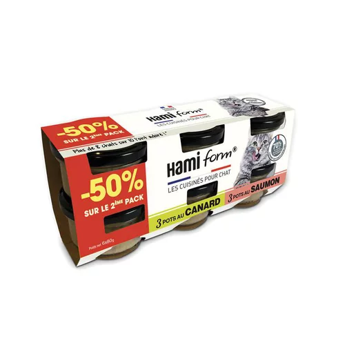 Nourriture humide pour chat pack de recettes mix du terroir et de la mer Hami Form – 6 x 80 g (2ème à -50%)