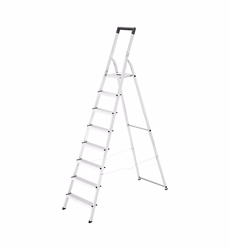 Escabeau, marche pied, échelle et échafaudage – Escabeau domestique pliable en aluminium 8 marches ultra léger Hailo L40