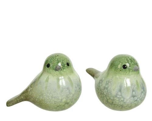 Oiseau en terre cuite coloris vert - 17,5 x 12 x 14 cm