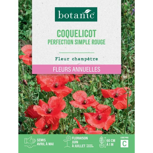 Graines de coquelicot perfection simple rouge botanic® - graines à semer