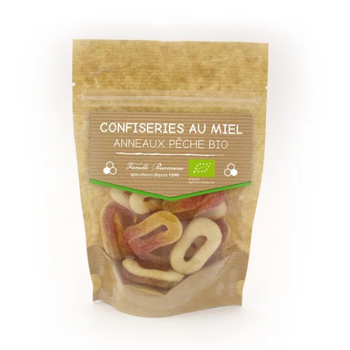 Bonbons bio anneaux à la pêche -120 gr
