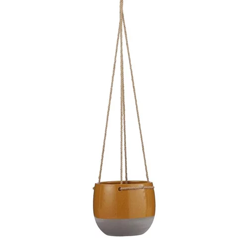 Pot à suspendre ocre en céramique Mica Décorations Resa - H 11,5 x Ø 13,5 cm