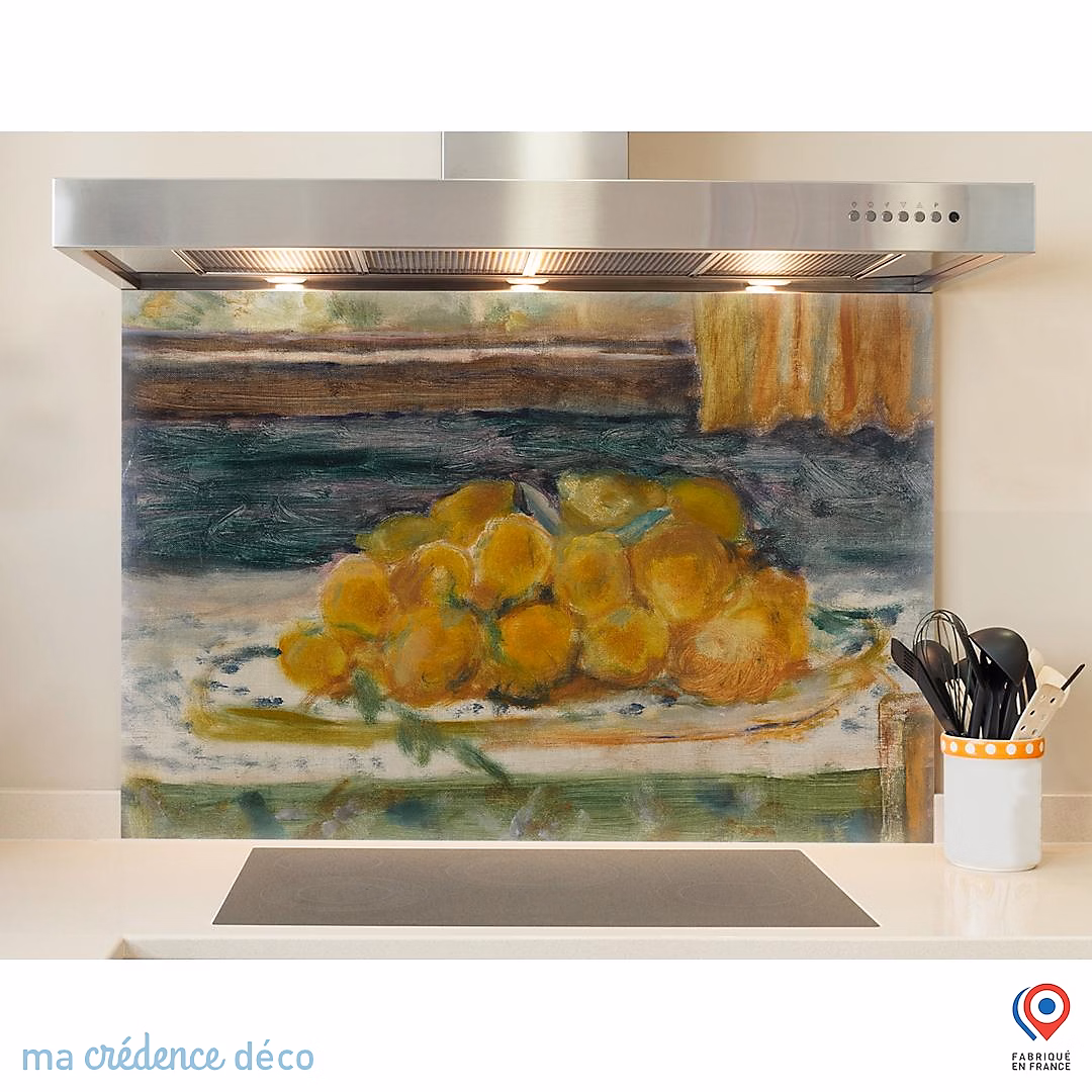 Crédence cuisine fond de hotte Pierre Bonnard – Nature morte aux citrons, Alu composite, L 90 cm x H 70 cm, MaCrédenceDéco