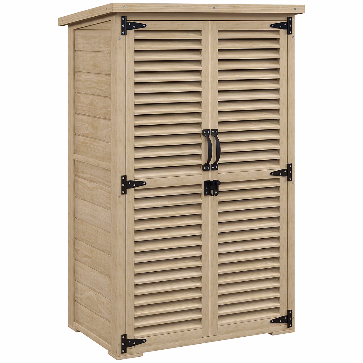 Armoire de jardin abri de jardin 2 portes persiennes 2 étagères toit bitumé bois sapin pré-huilé – Réf. BDEVEBNPD9513818663