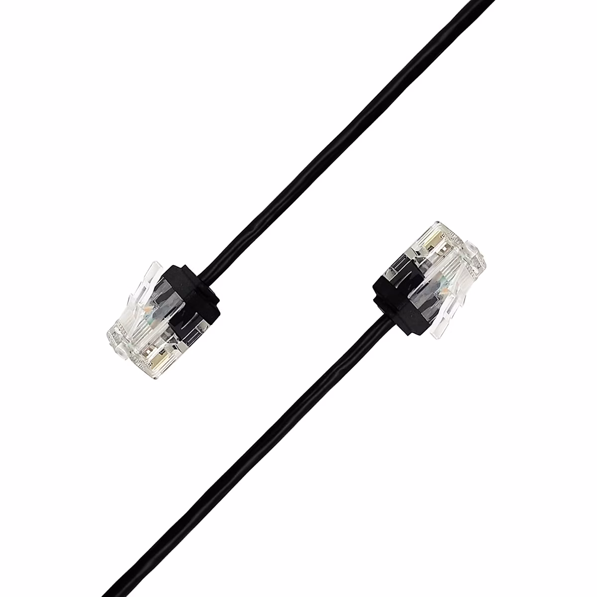 Elfcam – Câble RJ45 Cat 6 Slim 12m (Noir), 32AWG Ultra Fin, Réseau LAN/WAN, Haut Débit, Idéal PC, Box, Routeur