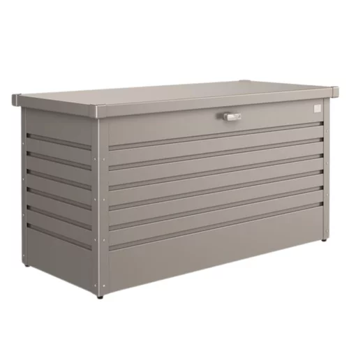 Coffre de jardin 130 en acier galvanisé coloris gris quartz métallique Biohort - 134 x 62 x 71 cm