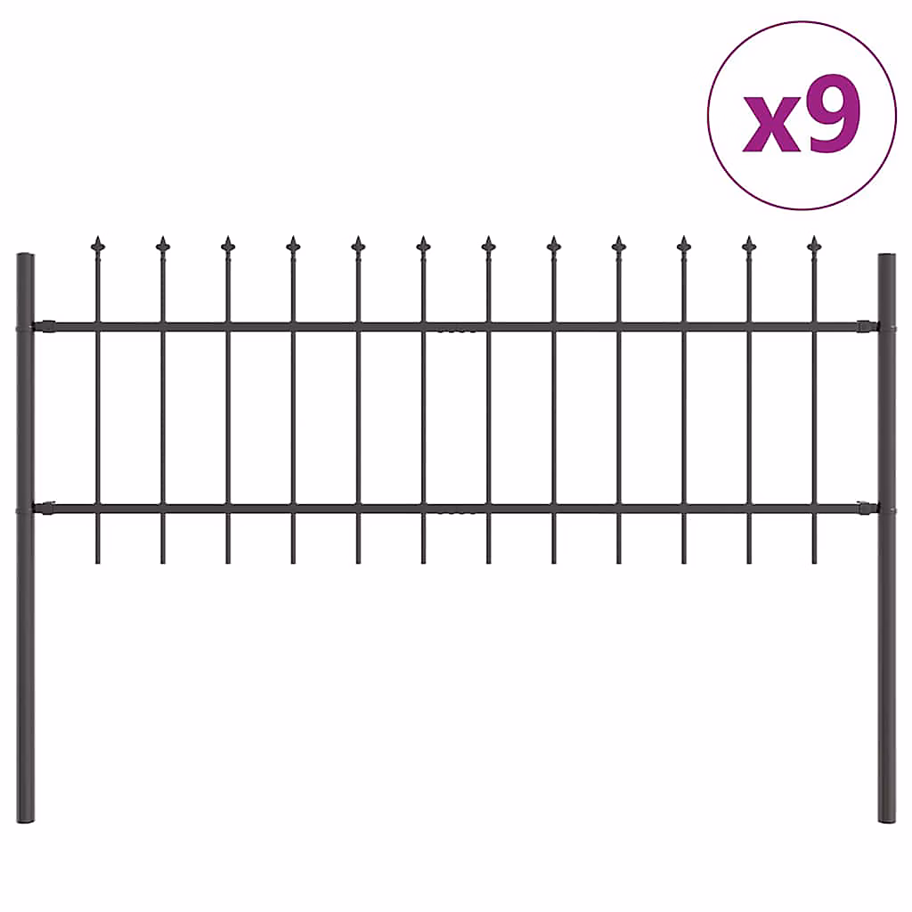 Clôture de jardin WOERDEN 9 pc 15 – 3 × 0,6 m Gris vidaXL