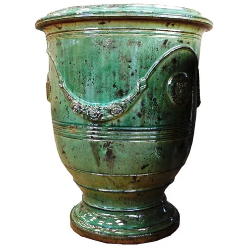Vase Anduze patine émeraude en terre cuite émaillée H 68 x Ø 53 cm