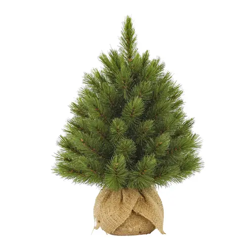 Sapin de Noël artificiel coloris vert avec toile de jute Forest Frosted - 45 cm