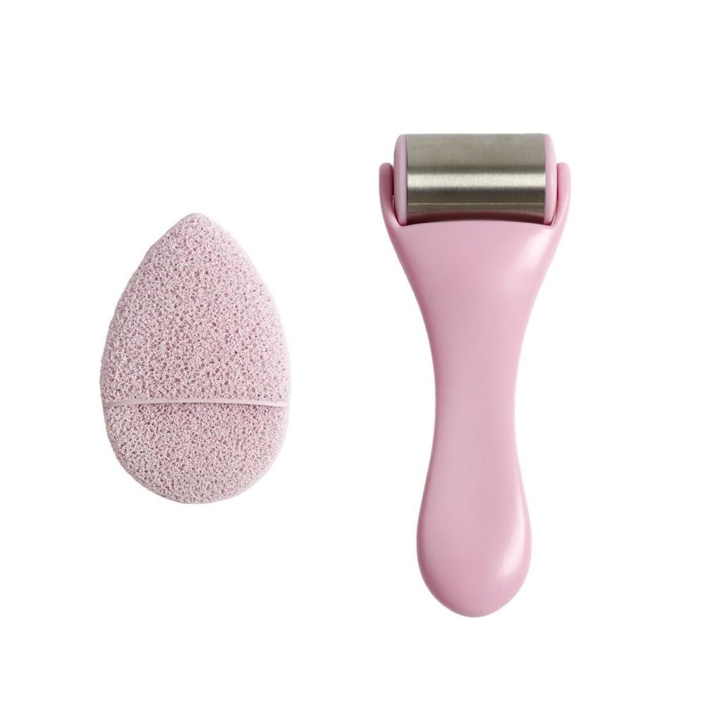 Cosmetic Club Rouleau de massage visage fraîcheur 18cm rose