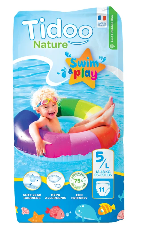 Couches de bain Spécial mer et piscine 12/18 kg Taille 5 Tidoo - x 11
