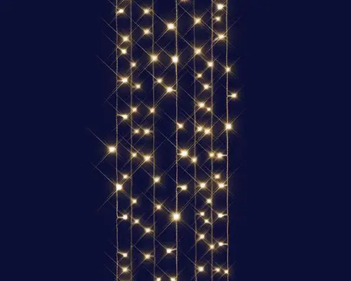 Rideau lumineux connectable x3 à 96 LED flash blanc chaud sur câble blanc Flicker - 2 x 2 m