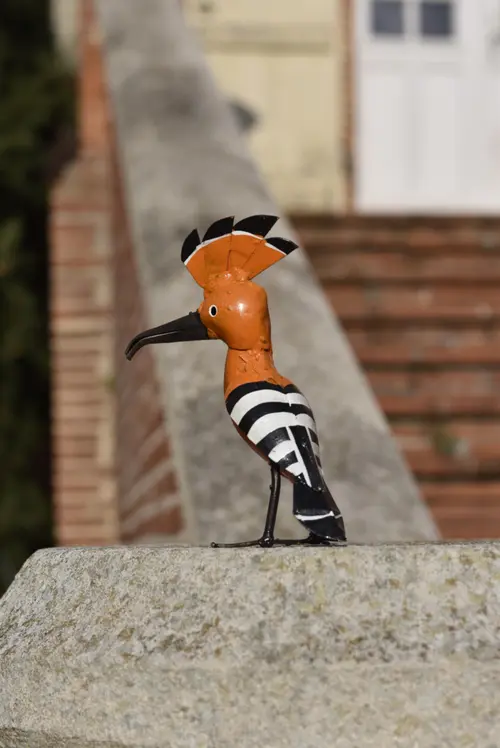 Figurine extérieure chouette Huppe crête peinte à la main en métal recyclé