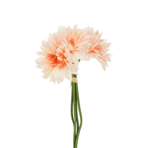 Dahlia artificiel pêche à 2 fleurs - 65 cm
