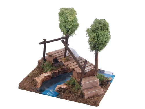Fleuve avec pont et arbre